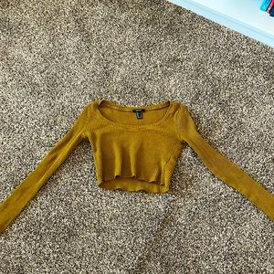 Dark Yellow Scoop Neck Crop Top for Women